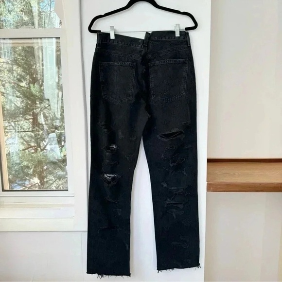 NWT AGOLDE Criss Cross Straight Jeans High Rise Denim Black Feverish 32 - Picture 9 of 15